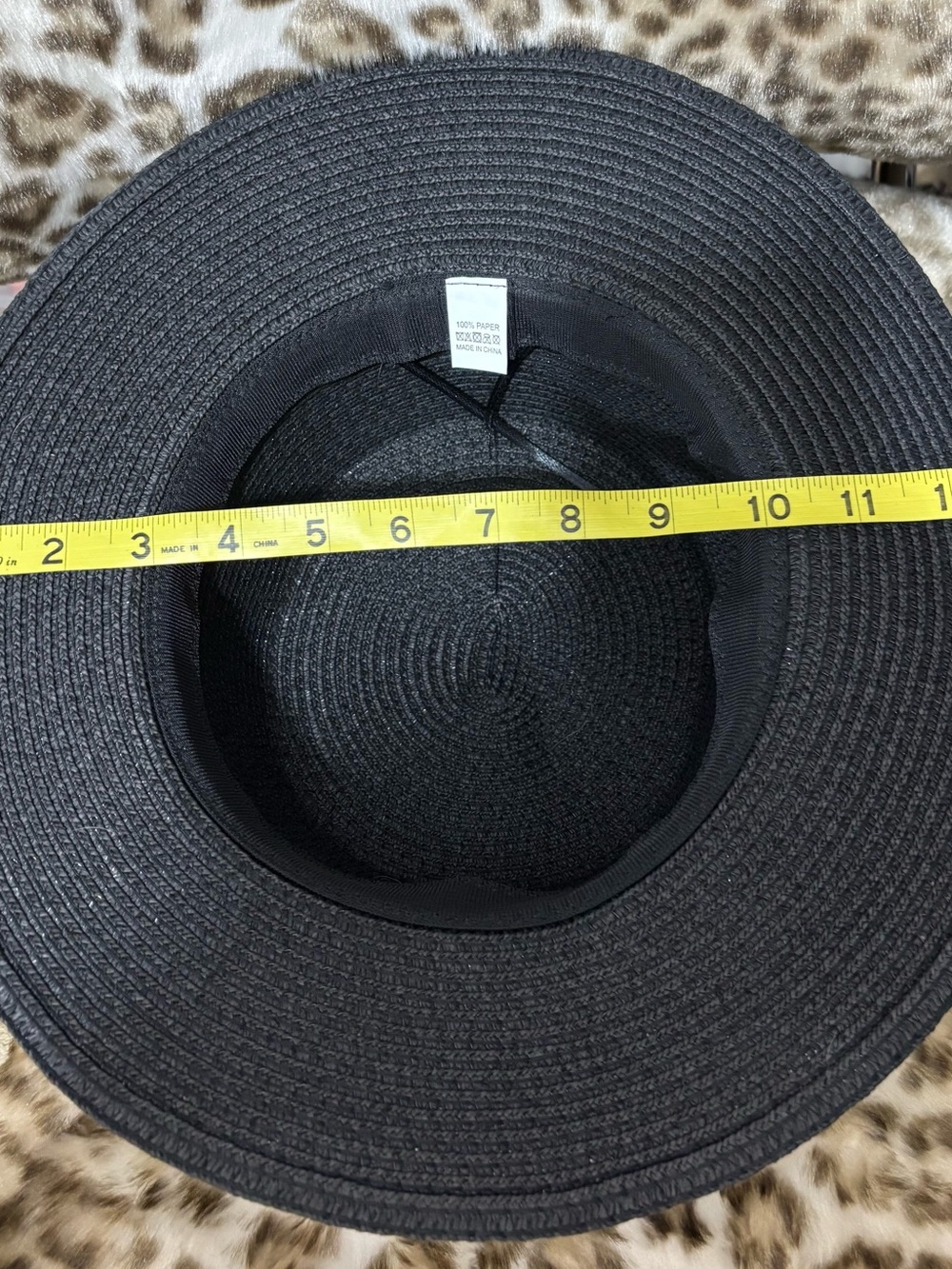 Women’s black raffia straw hat with a cream ribbon,embellished bow detail. NWOT - Picture 9 of 10